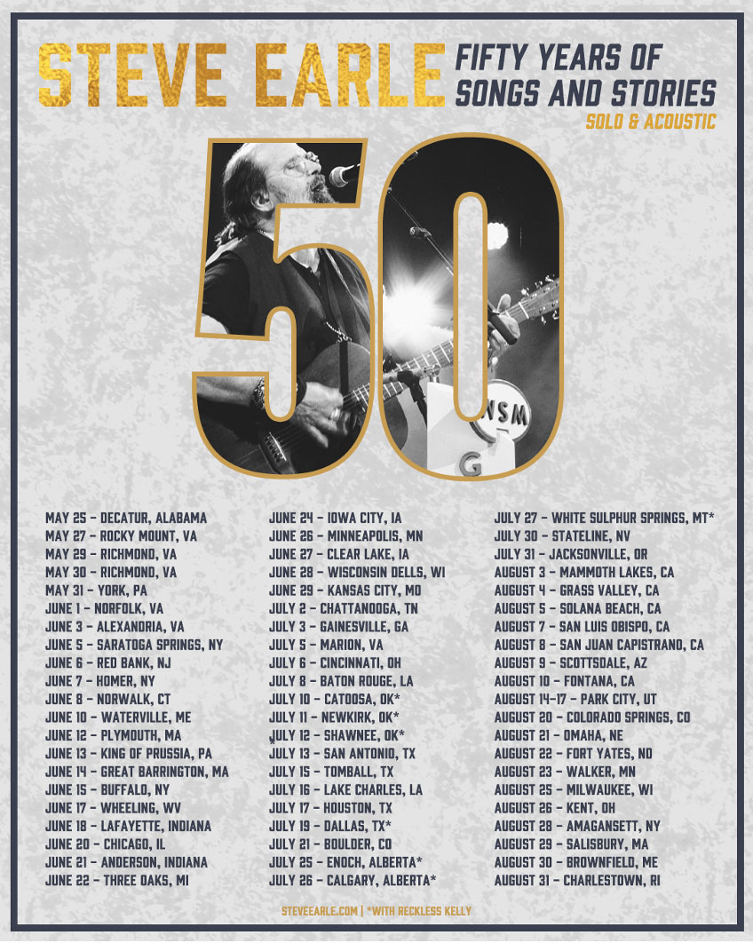 Steve Earle Announces Solo Acoustic Tour Celebrating 50 Years of Music & Stories